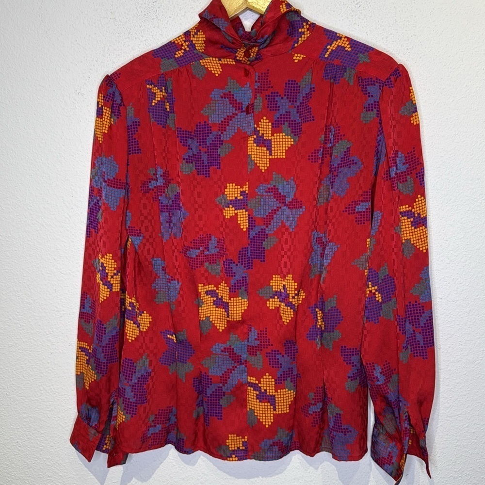 Laura and Jayne vintage retro long sleeve blouse with shoulders pads size 10 - Picture 2 of 6